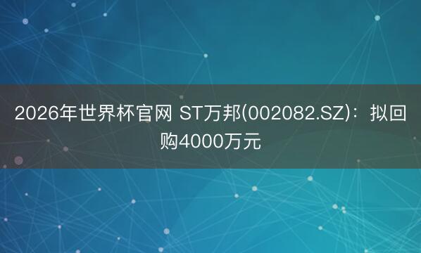 2026年世界杯官网 ST万邦(002082.SZ)：拟回购4000万元