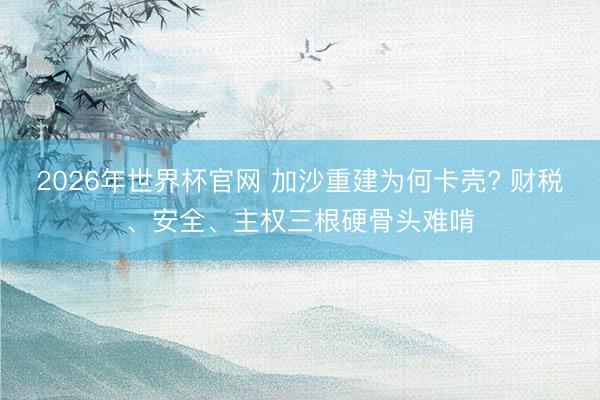2026年世界杯官网 加沙重建为何卡壳? 财税、安全、主权三根硬骨头难啃