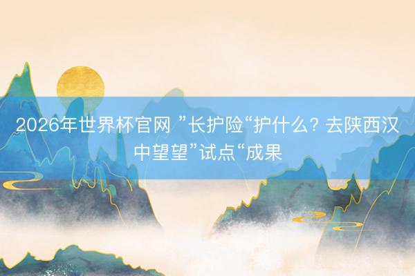2026年世界杯官网 ”长护险“护什么? 去陕西汉中望望”试点“成果