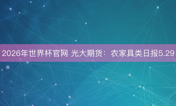 2026年世界杯官网 光大期货：农家具类日报5.29