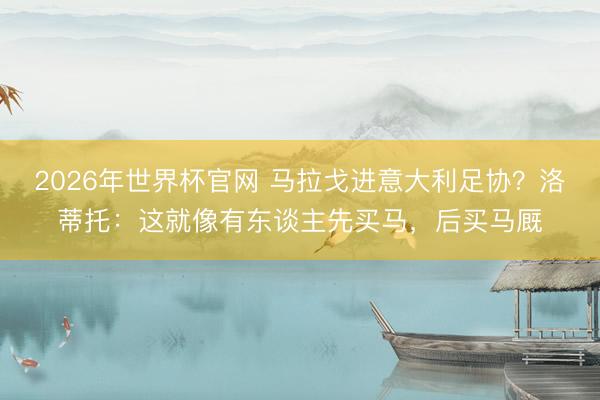 2026年世界杯官网 马拉戈进意大利足协？洛蒂托：这就像有东谈主先买马，后买马厩