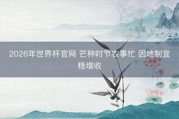 2026年世界杯官网 芒种时节农事忙 因地制宜稳增收