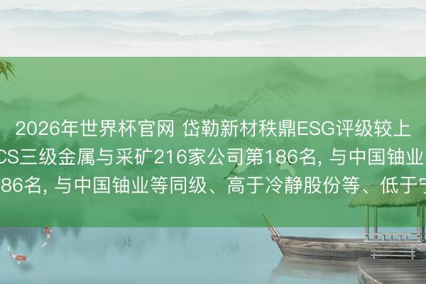 2026年世界杯官网 岱勒新材秩鼎ESG评级较上年看护BBB， 位居GICS三级金属与采矿216家公司第186名， 与中国铀业等同级、高于冷静股份等、低于宁新新材等