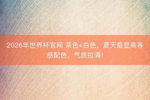 2026年世界杯官网 茶色+白色，夏天最显高等感配色，气质拉满！