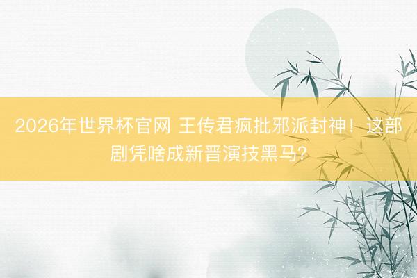 2026年世界杯官网 王传君疯批邪派封神！这部剧凭啥成新晋演技黑马？