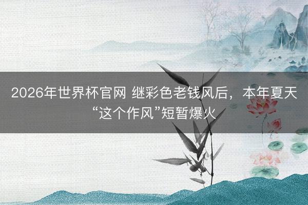 2026年世界杯官网 继彩色老钱风后，本年夏天“这个作风”短暂爆火