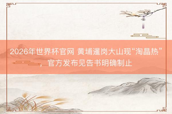 2026年世界杯官网 黄埔暹岗大山现“淘晶热”，官方发布见告书明确制止