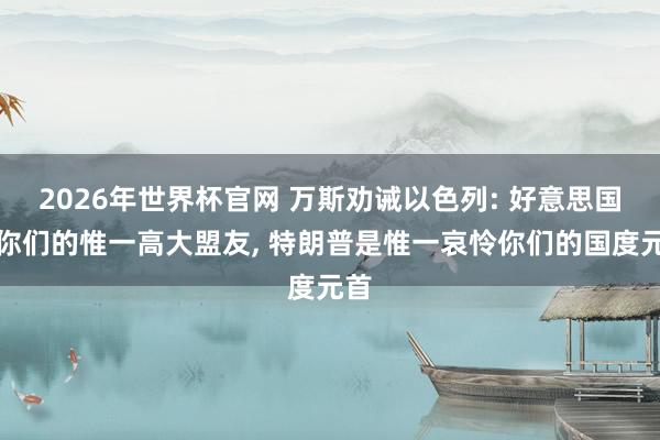 2026年世界杯官网 万斯劝诫以色列: 好意思国事你们的惟一高大盟友， 特朗普是惟一哀怜你们的国度元首